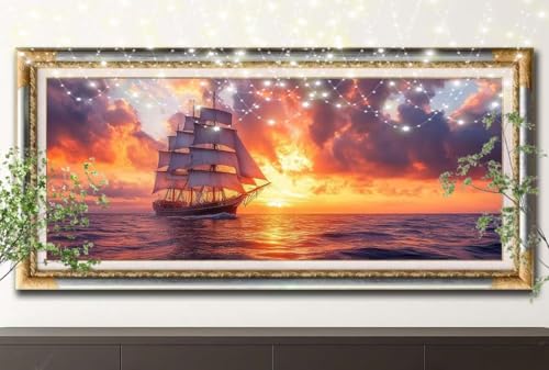 Diamant Painting Bilder für Erwachsene,5D DIY Diamond Painting Kinder,Sonnenuntergang,Segelboot Full Drill Cross Stickerei Malerei Kits Malen Nach Zahlen für Wanddeko,Zuhause Dekor 100x200cm 55F-13064 Diamant Painting Bilder für Erwachsene,5D DIY Diamond Painting Kinder,Sonnenuntergang,Segelboot Full Drill Cross Stickerei Malerei Kits Malen Nach Zahlen für Wanddeko,Zuhause Dekor 100x200cm 55F-13064 von LeiDong