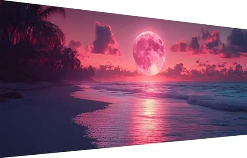 Diamant Painting Bilder für Erwachsene,5D DIY Diamond Painting Kinder,Strand,Mond Full Drill Cross Stickerei Malerei Kits Malen Nach Zahlen für Wohnzimmer,Wanddeko,Zuhause Dekor (80x220cm) 55F-4723 von LeiDong