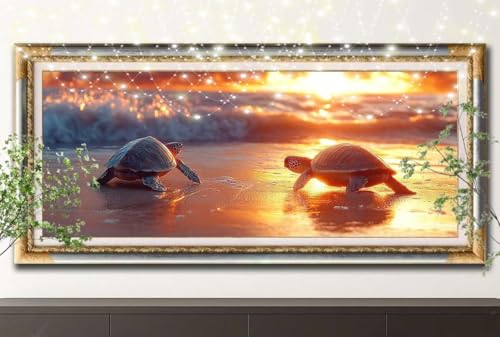 Diamant Painting Bilder für Erwachsene,5D DIY Diamond Painting Kinder,Strand,Schildkröte Full Drill Cross Stickerei Malerei Kits Malen Nach Zahlen für Wanddeko,Zuhause Dekor (100x200cm) 55F-12164 von LeiDong