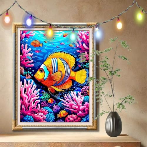Diamant Painting Bilder für Erwachsene,5D DIY Diamond Painting Kinder,Tropischer Fisch,Landschaft Full Drill Cross Stickerei Malerei Kits Nach Zahlen für Wanddeko,Zuhause Dekor (120x160cm) 57F-2830 von LeiDong