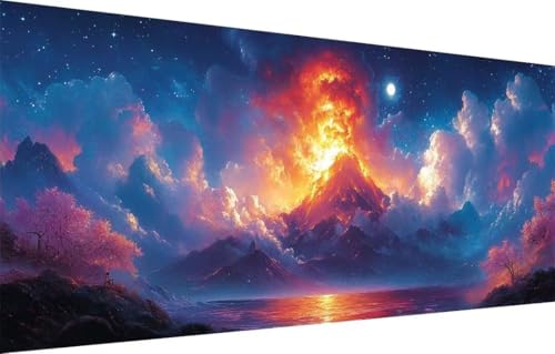 Diamant Painting Bilder für Erwachsene,5D DIY Diamond Painting Kinder,Vulkan,Landschaft Full Drill Cross Stickerei Malerei Kits Malen Nach Zahlen für Wohnzimmer,Zuhause Dekor (100x200cm) 55F-2804 von LeiDong