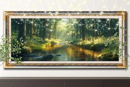 Diamant Painting Bilder für Erwachsene,5D DIY Diamond Painting Kinder,Wald,Bach Full Drill Cross Stickerei Malerei Kits Malen Nach Zahlen für Wohnzimmer,Wanddeko,Zuhause Dekor (100x250cm) 55F-12705 von LeiDong