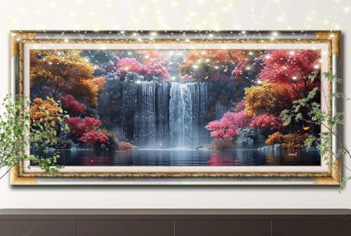 Diamant Painting Bilder für Erwachsene,5D DIY Diamond Painting Kinder,Wasserfall,Bach Full Drill Cross Stickerei Malerei Kits Malen Nach Zahlen für Wohnzimmer,Zuhause Dekor (100x200cm) 55F-12044 von LeiDong