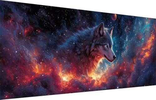 Diamant Painting Bilder für Erwachsene,5D DIY Diamond Painting Kinder,Wolf,Sternenhimmel Full Drill Cross Stickerei Malerei Kits Malen Nach Zahlen für Wohnzimmer,Zuhause Dekor (100x200cm) 55F-3524 von LeiDong