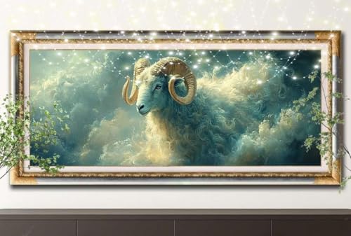 Diamant Painting Bilder für Erwachsene,5D DIY Diamond Painting Kinder,Ziege,Landschaft Full Drill Cross Stickerei Malerei Kits Malen Nach Zahlen für Wohnzimmer,Zuhause Dekor (100x250cm) 55F-12345 von LeiDong