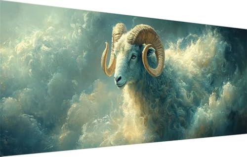 Diamant Painting Bilder für Erwachsene,5D DIY Diamond Painting Kinder,Ziege,Landschaft Full Drill Cross Stickerei Malerei Kits Malen Nach Zahlen für Wohnzimmer,Zuhause Dekor (50x100cm) 55F-4836 von LeiDong