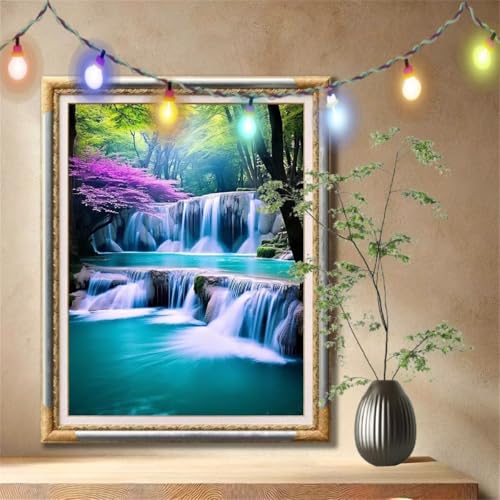 Diamond Painting Erwachsene,5D Bäume,Wasserfälle Diamant Painting Bilder für Kinder, DIY Diamant Kristall Strass Mosaik Kreuzstich Bastelset für Schlafzimmer Dekor und Geschenke (90x120cm) 59N-1848 von LeiDong