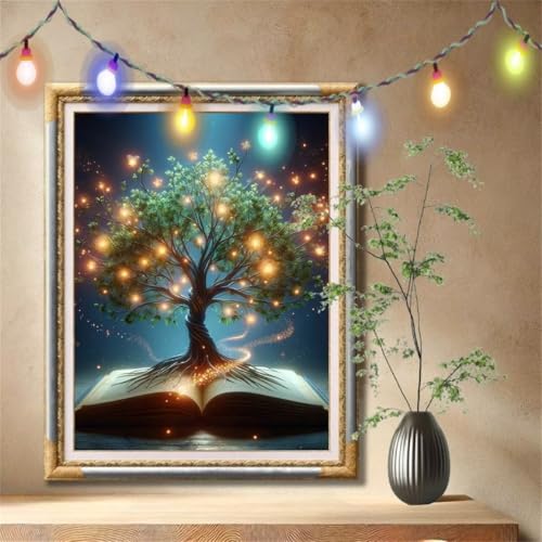 Diamond Painting Erwachsene,5D Baum,Buch Diamant Painting Bilder für Kinder, DIY Diamant Kristall Strass Mosaik Kreuzstich Bastelset für Zuhause Dekor und Geburtstag Geschenke (60x80cm) 57F-3165 von LeiDong