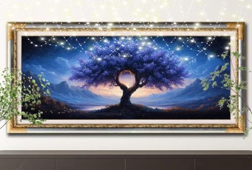 Diamond Painting Erwachsene,5D Baum,Gipfel Diamant Painting Bilder für Kinder,DIY Diamant Kristall Strass Mosaik Kreuzstich Bastelset für Zuhause Dekor und Geburtstag Geschenke (100x200cm) 55F-12614 von LeiDong