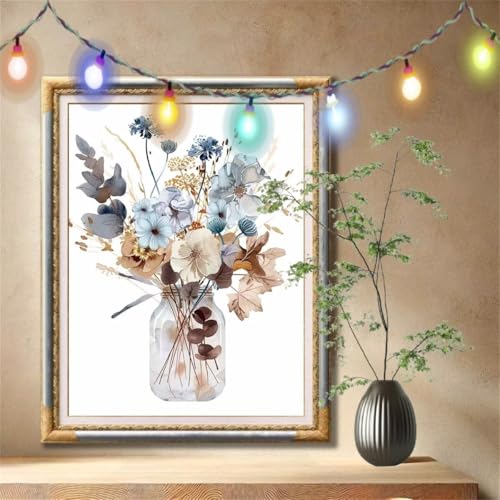 Diamond Painting Erwachsene,5D Blume,Vase Diamant Painting Bilder für Kinder,DIY Diamant Kristall Strass Mosaik Kreuzstich Bastelset für Schlafzimmer Zuhause Dekor und Geschenke (120x160cm) 59N-610 von LeiDong