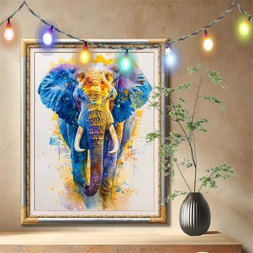 Diamond Painting Erwachsene,5D Bunter Elefant,Tier Diamant Painting Bilder für Kinder,DIY Diamant Kristall Strass Mosaik Kreuzstich Bastelset für Schlafzimmer Dekor und Geschenke (90x120cm) 59N-968 von LeiDong