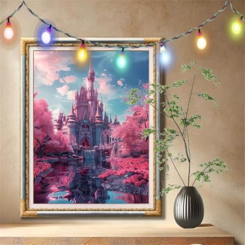 Diamond Painting Erwachsene,5D Burg,Fluss Diamant Painting Bilder für Kinder,DIY Diamant Kristall Strass Mosaik Kreuzstich Bastelset für Schlafzimmer Zuhause Dekor und Geschenke (100x133cm) 59N-289 von LeiDong