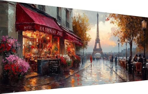 Diamond Painting Erwachsene,5D Café,Paris Diamant Painting Bilder für Kinder,DIY Diamant Kristall Strass Mosaik Kreuzstich Bastelset für Zuhause Dekor und Geburtstag Geschenke (70x140cm) 55F-3310 von LeiDong