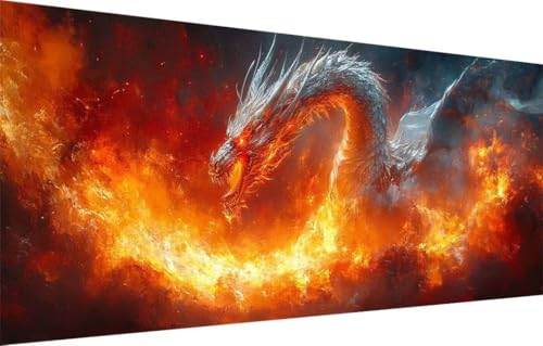 Diamond Painting Erwachsene,5D Drache,Flamme Diamant Painting Bilder für Kinder,DIY Diamant Kristall Strass Mosaik Kreuzstich Bastelset für Zuhause Dekor und Geburtstag Geschenke (100x250cm) 55F-3735 von LeiDong