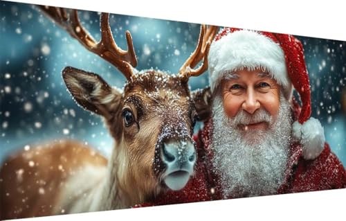 Diamond Painting Erwachsene,5D Hirsch,Weihnachtsmann Diamant Painting Bilder für Kinder,DIY Diamant Kristall Strass Mosaik Kreuzstich Bastelset für Schlafzimmer Zuhause Dekor (80x160cm) 55F-3792 von LeiDong