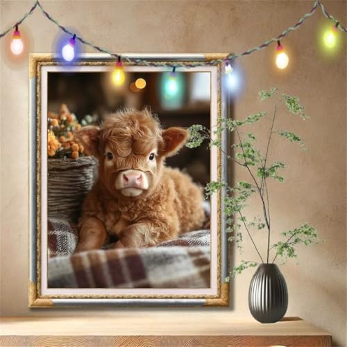 Diamond Painting Erwachsene,5D Kalb,Tier Diamant Painting Bilder für Kinder, DIY Diamant Kristall Strass Mosaik Kreuzstich Bastelset für Zuhause Dekor und Geburtstag Geschenke (80x107cm) 57F-3967 von LeiDong
