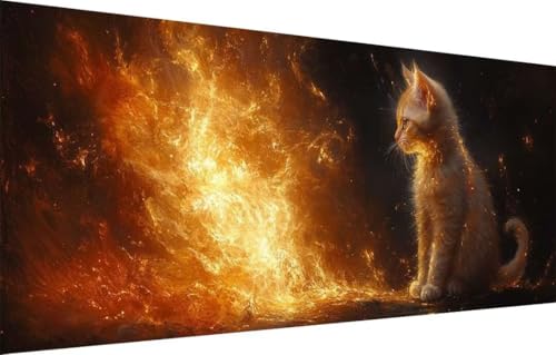 Diamond Painting Erwachsene,5D Katze,Flamme Diamant Painting Bilder für Kinder,DIY Diamant Kristall Strass Mosaik Kreuzstich Bastelset für Zuhause Dekor und Geburtstag Geschenke (60x180cm) 55F-4029 von LeiDong