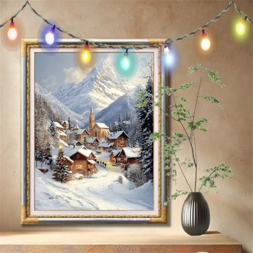 Diamond Painting Erwachsene,5D Kirche,Schnee Diamant Painting Bilder für Kinder, DIY Diamant Kristall Strass Mosaik Kreuzstich Bastelset für Zuhause Dekor und Geburtstag Geschenke 30x40cm 57F-1882 von LeiDong