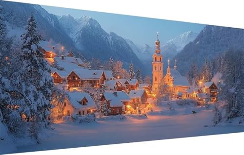 Diamond Painting Erwachsene,5D Kirche,Schneelandschaft Diamant Painting Bilder für Kinder,DIY Diamant Kristall Strass Mosaik Kreuzstich Bastelset für Schlafzimmer Zuhause Dekor (100x250cm) 55F-2955 von LeiDong
