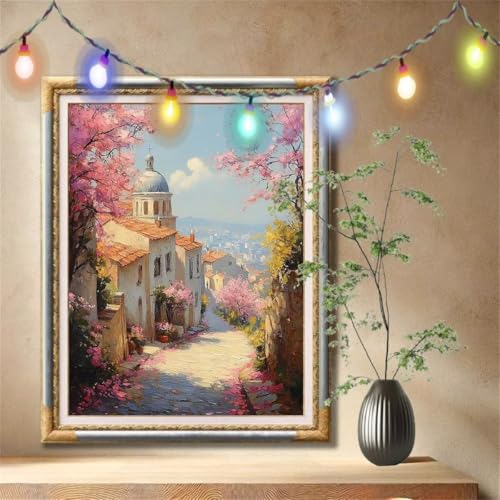 Diamond Painting Erwachsene,5D Kirschblüte,Landschaft Diamant Painting Bilder für Kinder,DIY Diamant Kristall Strass Mosaik Kreuzstich Bastelset für Schlafzimmer Dekor und Geburtstag 70x90cm 57F-4646 von LeiDong