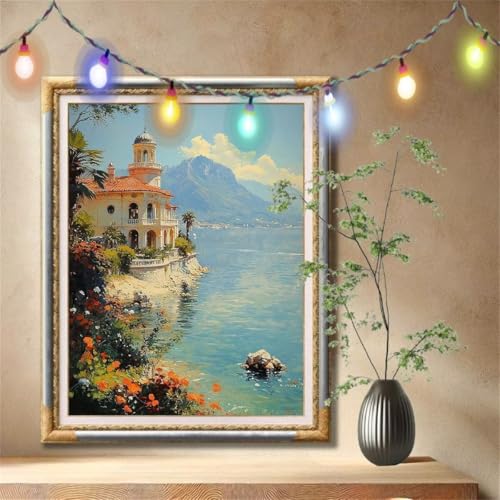 Diamond Painting Erwachsene,5D Küste,Landschaft Diamant Painting Bilder für Kinder, DIY Diamant Kristall Strass Mosaik Kreuzstich Bastelset für Schlafzimmer Dekor und Geburtstag (70x90cm) 57F-1446 von LeiDong