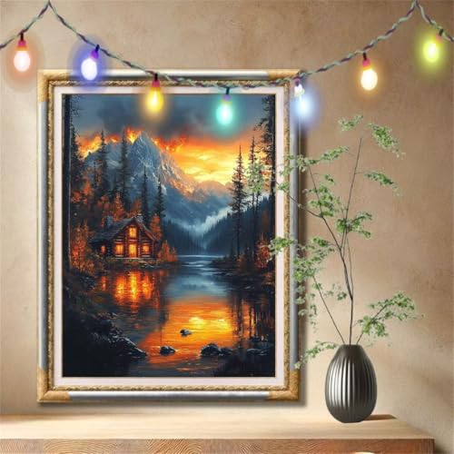 Diamond Painting Erwachsene,5D Landschaft,Fluss Diamant Painting Bilder für Kinder, DIY Diamant Kristall Strass Mosaik Kreuzstich Bastelset für Schlafzimmer Dekor und Geburtstag (40x50cm) 57F-1203 von LeiDong