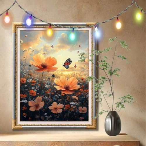 Diamond Painting Erwachsene,5D Landschaft,Schmetterling Diamant Painting Bilder für Kinder,DIY Diamant Kristall Strass Mosaik Kreuzstich Bastelset für Schlafzimmer Dekor und Geburtstag 30x40cm 57F-762 von LeiDong