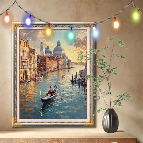 Diamond Painting Erwachsene,5D Landschaft,Venedig Diamant Painting Bilder für Kinder,DIY Diamant Kristall Strass Mosaik Kreuzstich Bastelset für Schlafzimmer Dekor und Geburtstag 100x133cm 57F-1129 von LeiDong