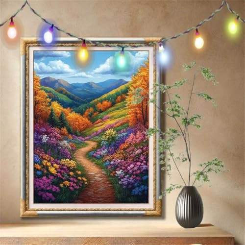 Diamond Painting Erwachsene,5D Landschaft,Wildblumen Diamant Painting Bilder für Kinder,DIY Diamant Kristall Strass Mosaik Kreuzstich Bastelset für Schlafzimmer Dekor und Geburtstag 30x40cm 57F-1242 von LeiDong