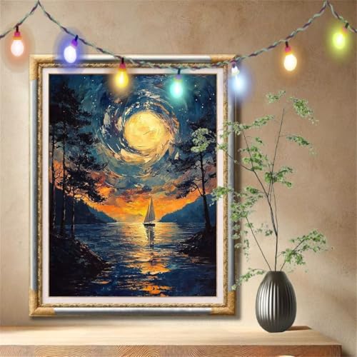 Diamond Painting Erwachsene,5D Mond,Segelboot Diamant Painting Bilder für Kinder, DIY Diamant Kristall Strass Mosaik Kreuzstich Bastelset für Zuhause Dekor und Geburtstag Geschenke 50x70cm 57F-4764 Diamond Painting Erwachsene,5D Mond,Segelboot Diamant Painting Bilder für Kinder, DIY Diamant Kristall Strass Mosaik Kreuzstich Bastelset für Zuhause Dekor und Geburtstag Geschenke 50x70cm 57F-4764 von LeiDong