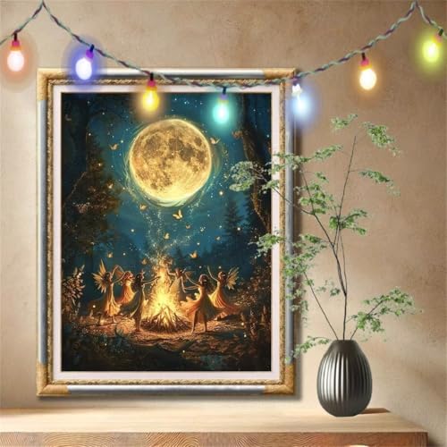Diamond Painting Erwachsene,5D Mond,Wald Diamant Painting Bilder für Kinder,DIY Diamant Kristall Strass Mosaik Kreuzstich Bastelset für Schlafzimmer Zuhause Dekor und Geschenke (100x133cm) 59N-1209 von LeiDong