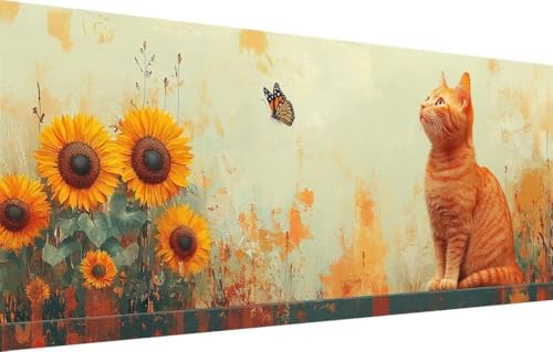 Diamond Painting Erwachsene,5D Orange Katze,Schmetterling Diamant Painting Bilder für Kinder,DIY Diamant Kristall Strass Mosaik Kreuzstich Bastelset für Schlafzimmer Zuhause Dekor (100x200cm) 55F-3254 von LeiDong