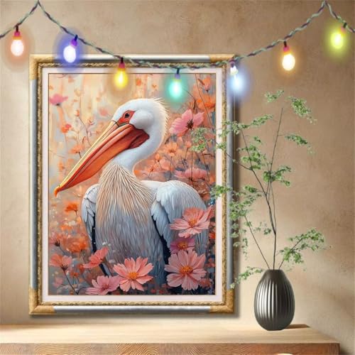 Diamond Painting Erwachsene,5D Pelikan,Tier Diamant Painting Bilder für Kinder, DIY Diamant Kristall Strass Mosaik Kreuzstich Bastelset für Zuhause Dekor und Geburtstag Geschenke (30x40cm) 57F-3402 von LeiDong
