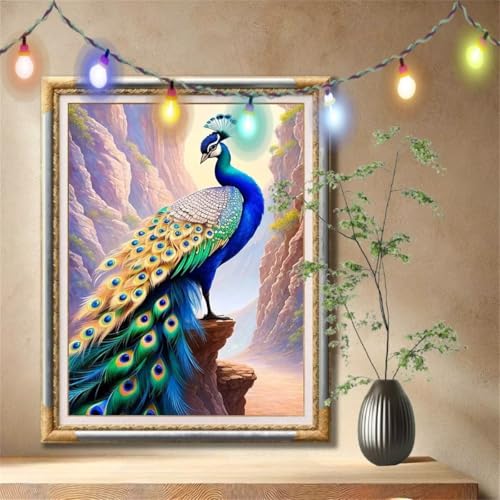 Diamond Painting Erwachsene,5D Pfau,Landschaft Diamant Painting Bilder für Kinder, DIY Diamant Kristall Strass Mosaik Kreuzstich Bastelset für Schlafzimmer Dekor und Geburtstag (120x160cm) 57F-2130 von LeiDong