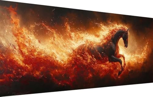 Diamond Painting Erwachsene,5D Pferd,Flamme Diamant Painting Bilder für Kinder,DIY Diamant Kristall Strass Mosaik Kreuzstich Bastelset für Zuhause Dekor und Geburtstag Geschenke (40x80cm) 55F-3904 von LeiDong