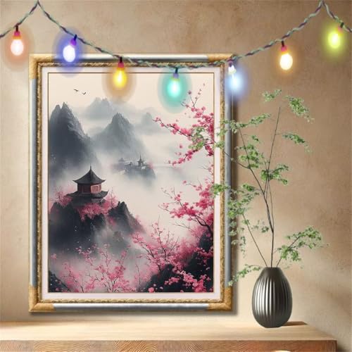 Diamond Painting Erwachsene,5D Pflaumenblüte,Landschaft Diamant Painting Bilder für Kinder, DIY Diamant Kristall Strass Mosaik Kreuzstich Bastelset für Schlafzimmer Zuhause Dekor (70x90cm) 57F-2406 von LeiDong