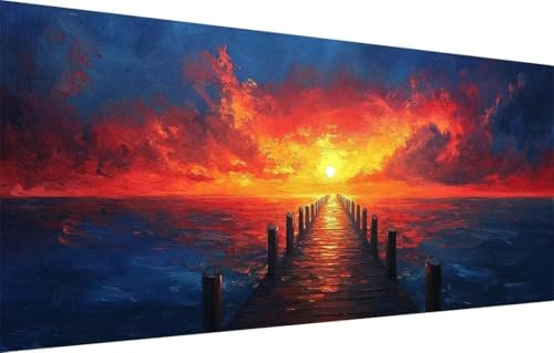 Diamond Painting Erwachsene,5D Pier,Sonnenuntergang Diamant Painting Bilder für Kinder,DIY Diamant Kristall Strass Mosaik Kreuzstich Bastelset für Schlafzimmer Zuhause Dekor (100x200cm) 55F-3974 von LeiDong