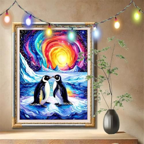 Diamond Painting Erwachsene,5D Pinguin,Landschaft Diamant Painting Bilder für Kinder, DIY Diamant Kristall Strass Mosaik Kreuzstich Bastelset für Schlafzimmer Dekor und Geburtstag 90x120cm 57F-2768 von LeiDong