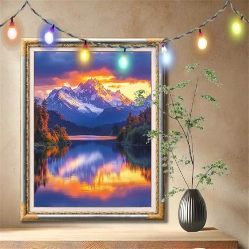 Diamond Painting Erwachsene,5D Schneeberg,Fluss Diamant Painting Bilder für Kinder, DIY Diamant Kristall Strass Mosaik Kreuzstich Bastelset für Schlafzimmer Dekor und Geburtstag (70x90cm) 57F-4406 von LeiDong