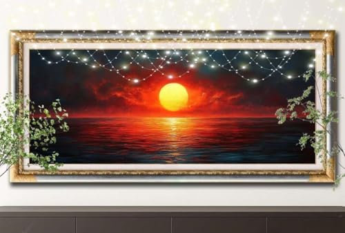 Diamond Painting Erwachsene,5D Sonnenuntergang,Meer Diamant Painting Bilder für Kinder,DIY Diamant Kristall Strass Mosaik Kreuzstich Bastelset für Schlafzimmer Zuhause Dekor (30x90cm) 55F-13023 von LeiDong