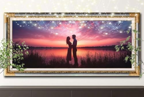Diamond Painting Erwachsene,5D Sonnenuntergang,Paar Diamant Painting Bilder für Kinder,DIY Diamant Kristall Strass Mosaik Kreuzstich Bastelset für Schlafzimmer Zuhause Dekor (100x250cm) 55F-13215 von LeiDong