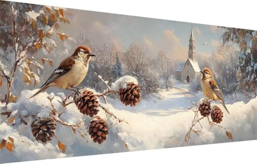 Diamond Painting Erwachsene,5D Spatz,Kirche Diamant Painting Bilder für Kinder,DIY Diamant Kristall Strass Mosaik Kreuzstich Bastelset für Zuhause Dekor und Geburtstag Geschenke (40x80cm) 55F-3844 von LeiDong