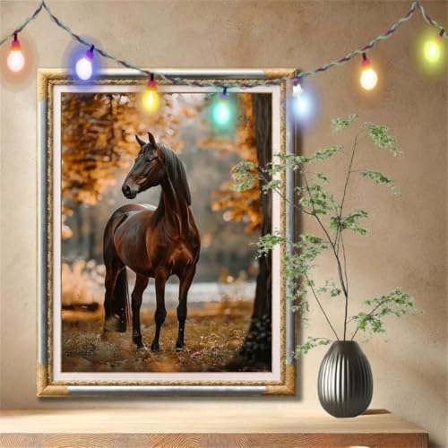 Diamond Painting Erwachsene,5D Tier,Pferd Diamant Painting Bilder für Kinder,DIY Diamant Kristall Strass Mosaik Kreuzstich Bastelset für Schlafzimmer Zuhause Dekor und Geschenke (90x120cm) 59N-1448 von LeiDong