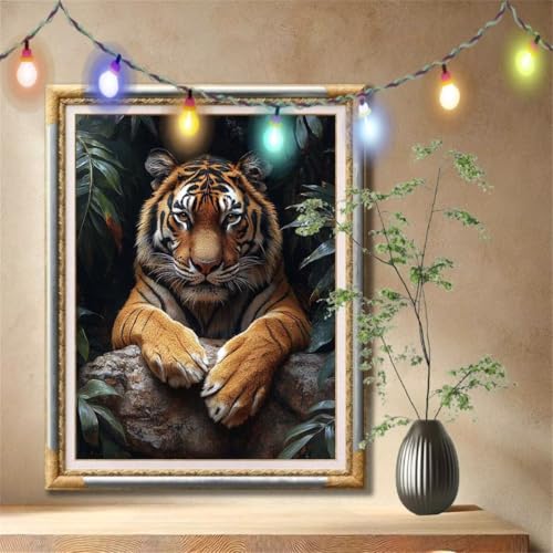 Diamond Painting Erwachsene,5D Tier,Tiger Diamant Painting Bilder für Kinder, DIY Diamant Kristall Strass Mosaik Kreuzstich Bastelset für Zuhause Dekor und Geburtstag Geschenke (80x107cm) 57F-5407 von LeiDong