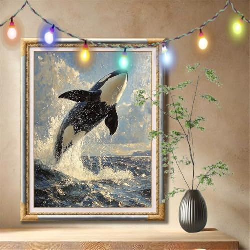 Diamond Painting Erwachsene,5D Wal,Tier Diamant Painting Bilder für Kinder, DIY Diamant Kristall Strass Mosaik Kreuzstich Bastelset für Zuhause Dekor und Geburtstag Geschenke (60x80cm) 57F-6965 von LeiDong