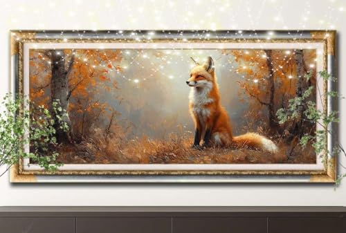 Diamond Painting Erwachsene,5D Wald,Fuchs Diamant Painting Bilder für Kinder,DIY Diamant Kristall Strass Mosaik Kreuzstich Bastelset für Zuhause Dekor und Geburtstag Geschenke (70x200cm) 55F-12671 von LeiDong