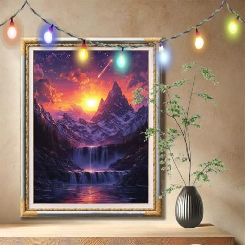 Diamond Painting Erwachsene,5D Wasserfall,Sternenhimmel Diamant Painting Bilder für Kinder, DIY Diamant Kristall Strass Mosaik Kreuzstich Bastelset für Schlafzimmer Zuhause Dekor (60x80cm) 57F-2725 von LeiDong