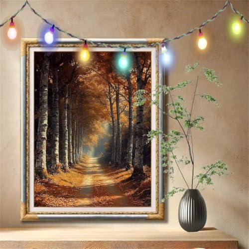 Diamond Painting Erwachsene,5D Weg,Wald Diamant Painting Bilder für Kinder, DIY Diamant Kristall Strass Mosaik Kreuzstich Bastelset für Zuhause Dekor und Geburtstag Geschenke (70x90cm) 57F-3926 von LeiDong