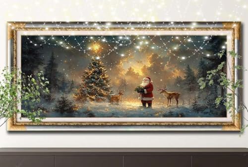 Diamond Painting Erwachsene,5D Weihnachtsmann,Hirsch Diamant Painting Bilder für Kinder,DIY Diamant Kristall Strass Mosaik Kreuzstich Bastelset für Schlafzimmer Zuhause Dekor (100x200cm) 55F-12494 von LeiDong