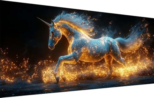 LeiDong Diamant Painting Bilder für Erwachsene,5D DIY Diamond Painting Kinder,Flamme,Pferd Full Drill Cross Stickerei Malerei Kits Malen Nach Zahlen für Wohnzimmer,Zuhause Dekor (100x250cm) 55F-2865 von LeiDong